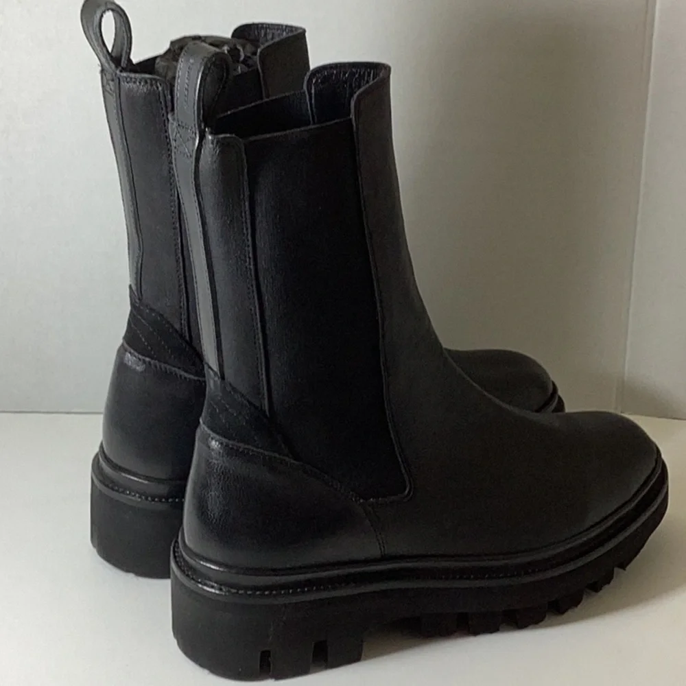 AllSaints Billie tall chunky leather Chelsea boots in black